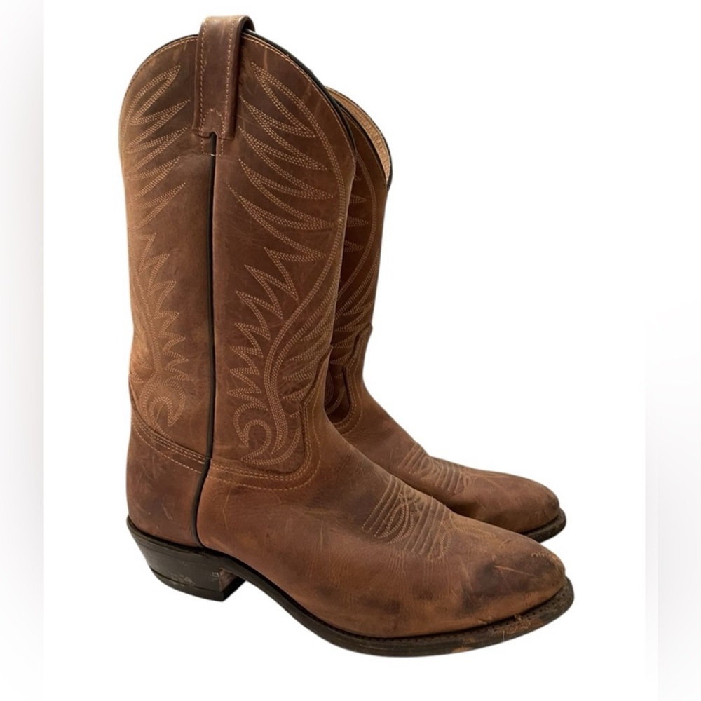 BRAHMA brown leather cowboy boots 9 3E EEE style 6628